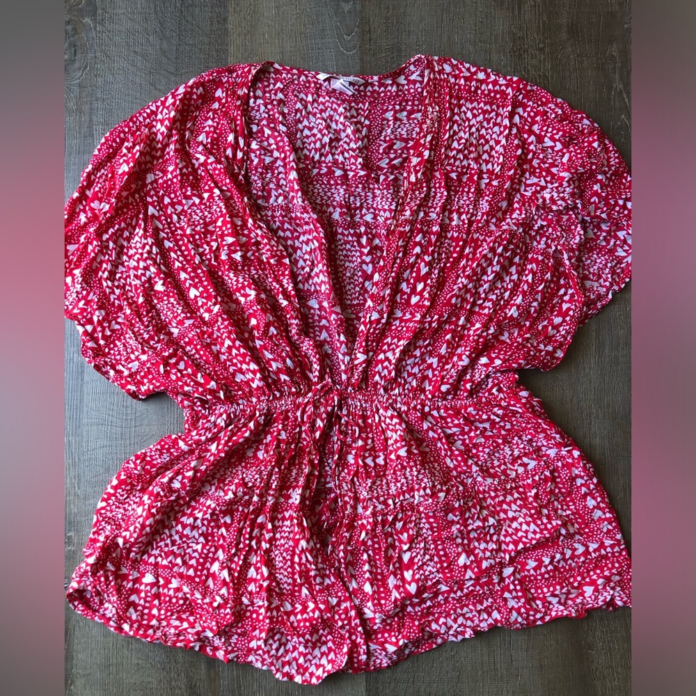 Victoria’s Secret womens one size swim suit cover red heart print